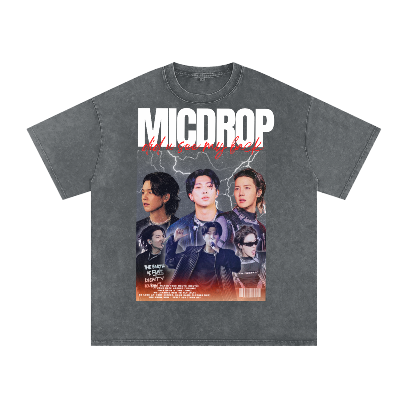 Bts rapline Snow Washed Oversized Cotton T-Shirt