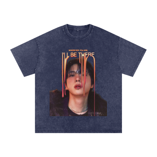 Jin bts grunge Snow Washed Oversized Cotton T-Shirt