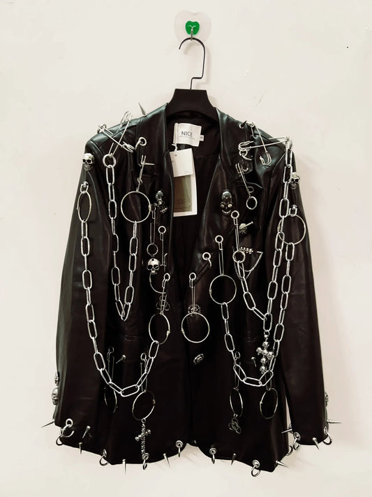 Leather vintage Jacket Skull Jacket y2k