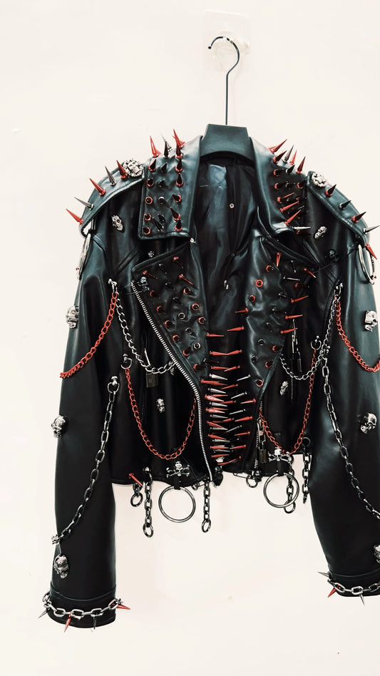 vintage Leather jacket Gothic Leather jacket Punk