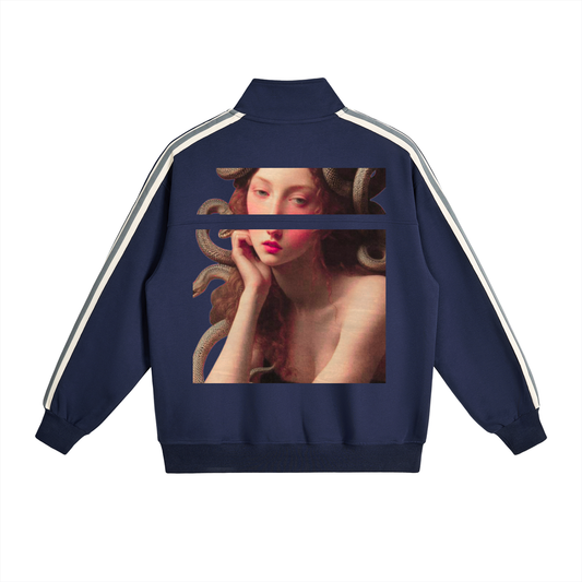 Unisex Oversized Cotton-Blend Sweatshirt – Thick, Long Sleeve, Drop Shoulder, Stand Collar