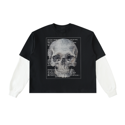 Wednesdays Layered Contrast Sleeve Cotton T-Shirt