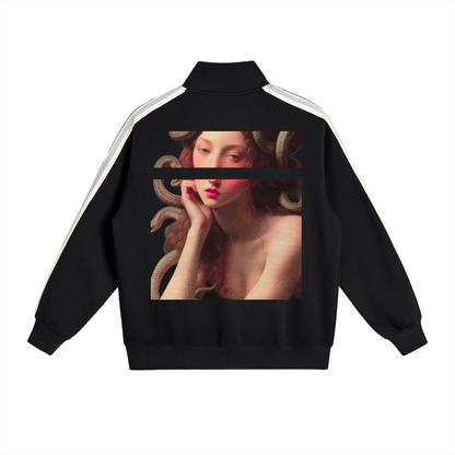 Unisex Oversized Cotton-Blend Sweatshirt – Thick, Long Sleeve, Drop Shoulder, Stand Collar