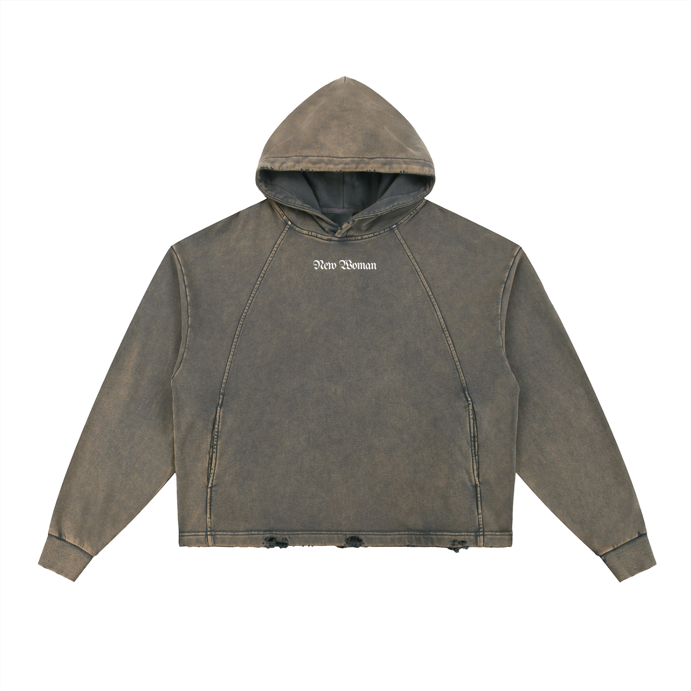 New woman Vintage Washed Frayed-Hem Hoodie