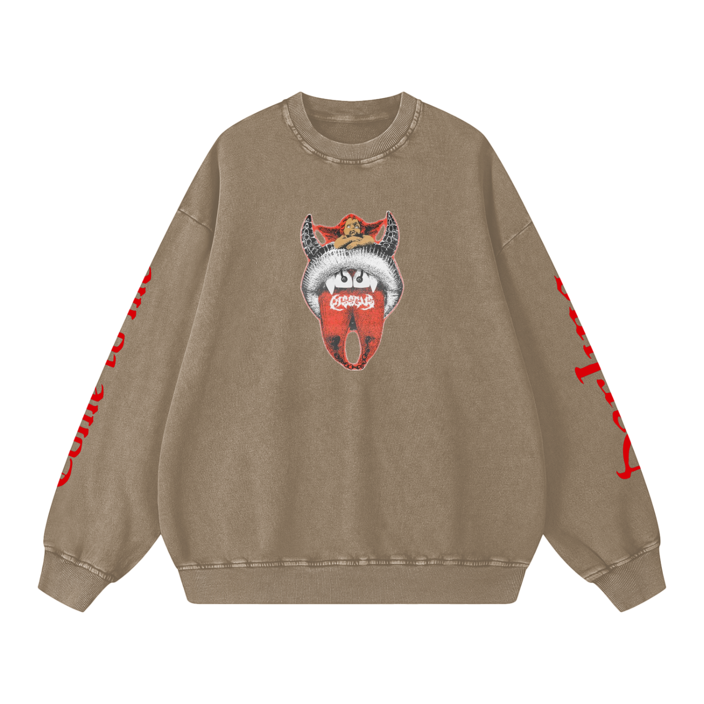 Grunge woman oversized sweatsirt acid wash