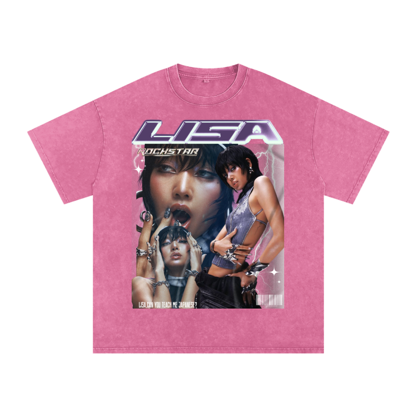 Lisa rockstar Snow Washed Oversized Cotton T-Shirt