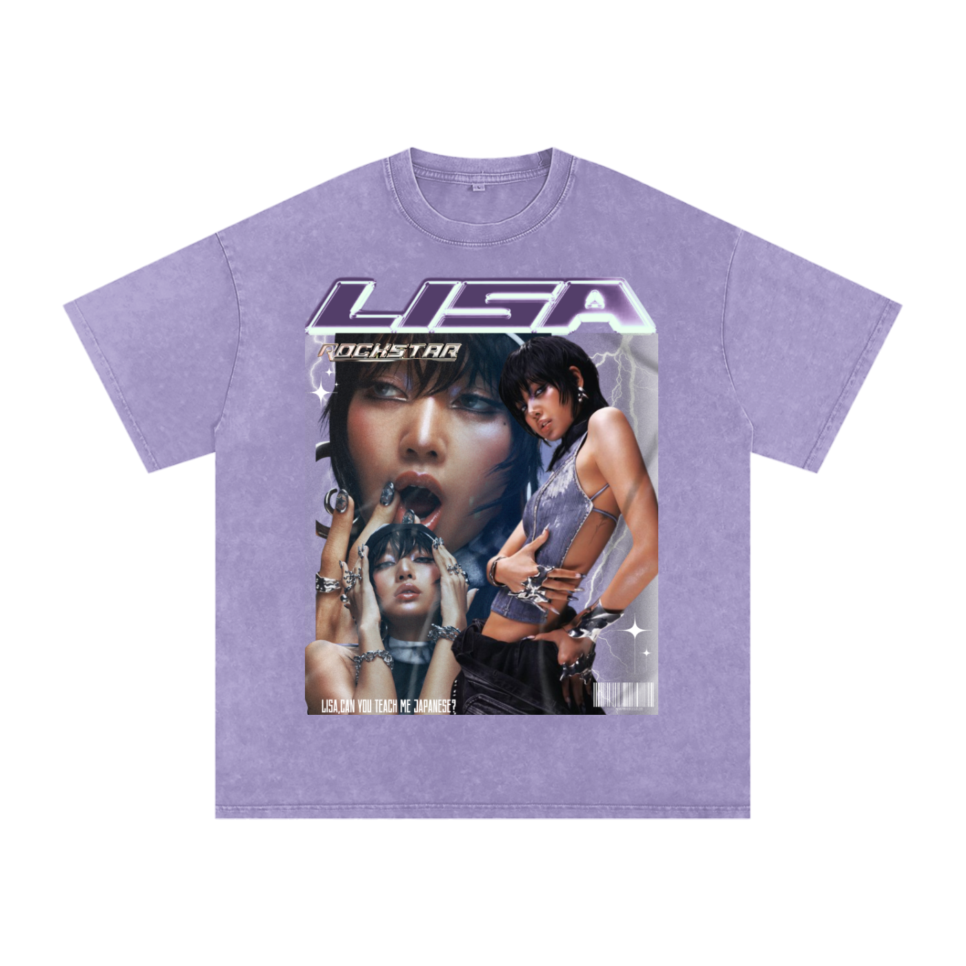 Lisa rockstar Snow Washed Oversized Cotton T-Shirt