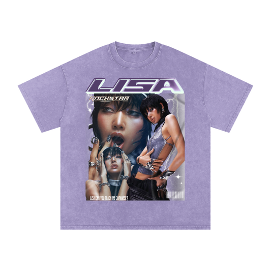 Lisa rockstar Snow Washed Oversized Cotton T-Shirt