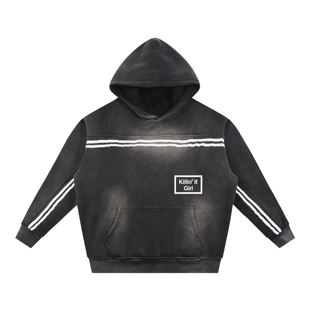 Killin it girl Fade Contrast Tape Fleece Hoodie