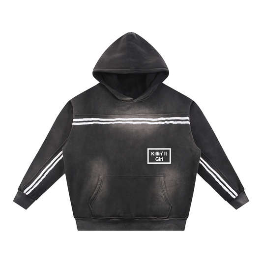 Killin it girl Fade Contrast Tape Fleece Hoodie