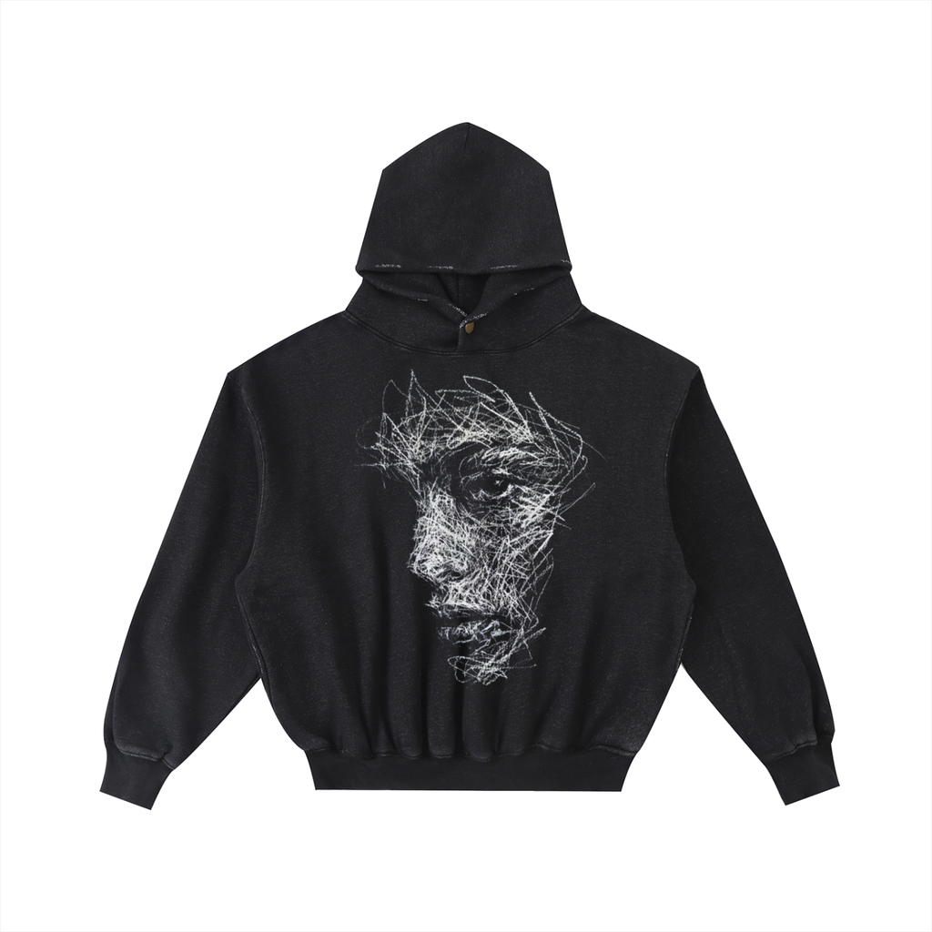 Unisex Oversized Washed Hoodie – Cotton Blend, Thick Fabric, Drop Shoulder, Cropped Fit