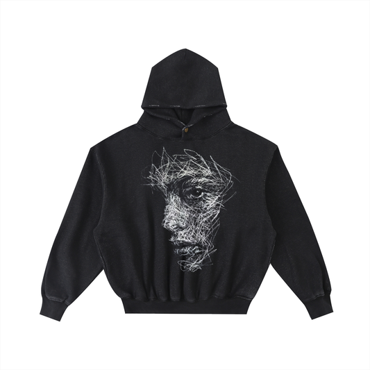 ART face Unisex Oversized Washed Hoodie