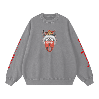 Grunge woman oversized sweatsirt acid wash