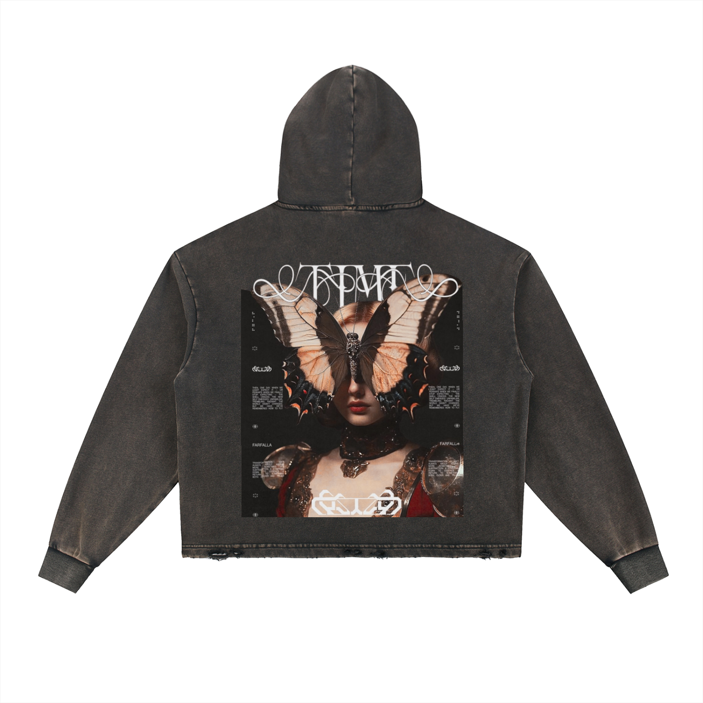 New woman Vintage Washed Frayed-Hem Hoodie