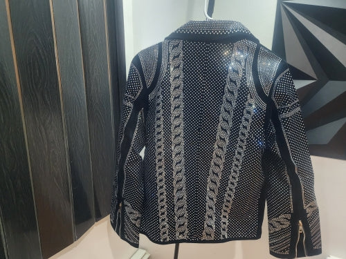 Diamond Rhinestones Jacket Punk Club Outfit