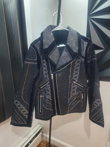 Diamond Rhinestones Jacket Punk Club Outfit