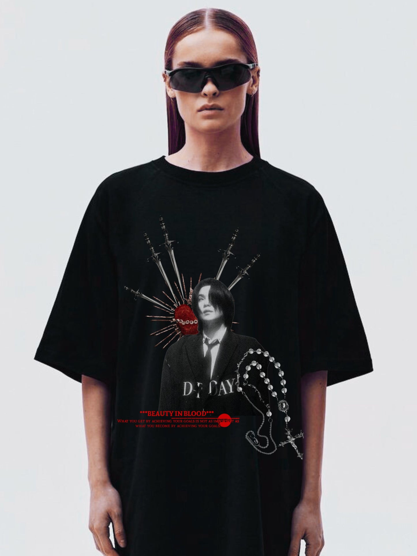 Gothic style bts suga boxy tshirt