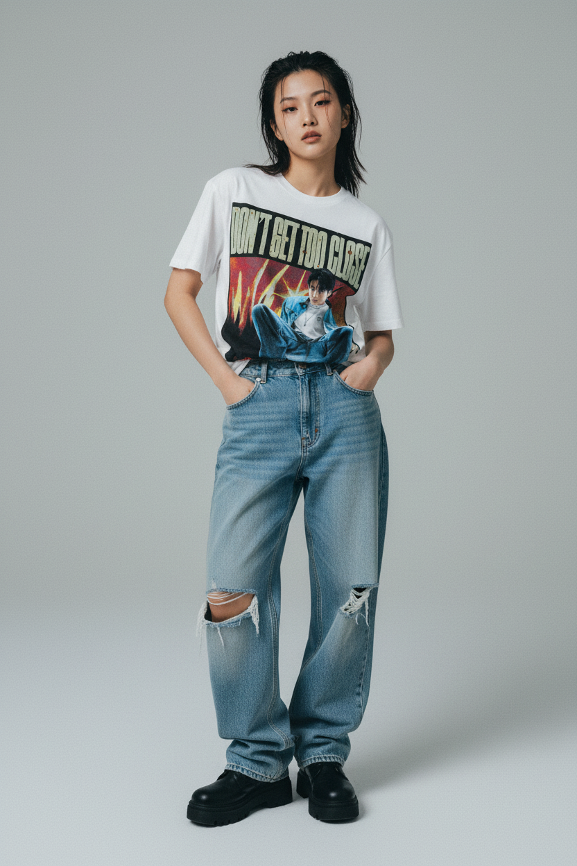 whte boy tshirt with jungkook graphc design 