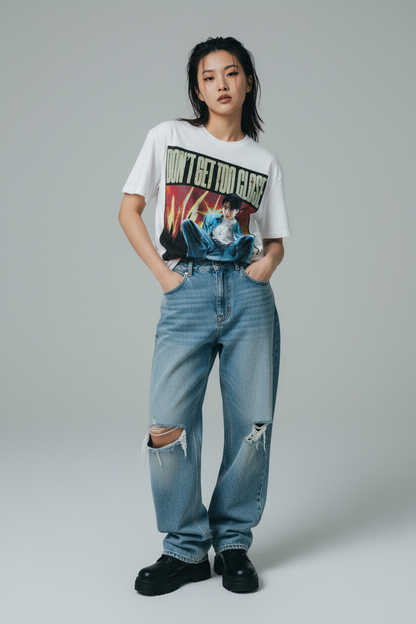 whte boy tshirt with jungkook graphc design 