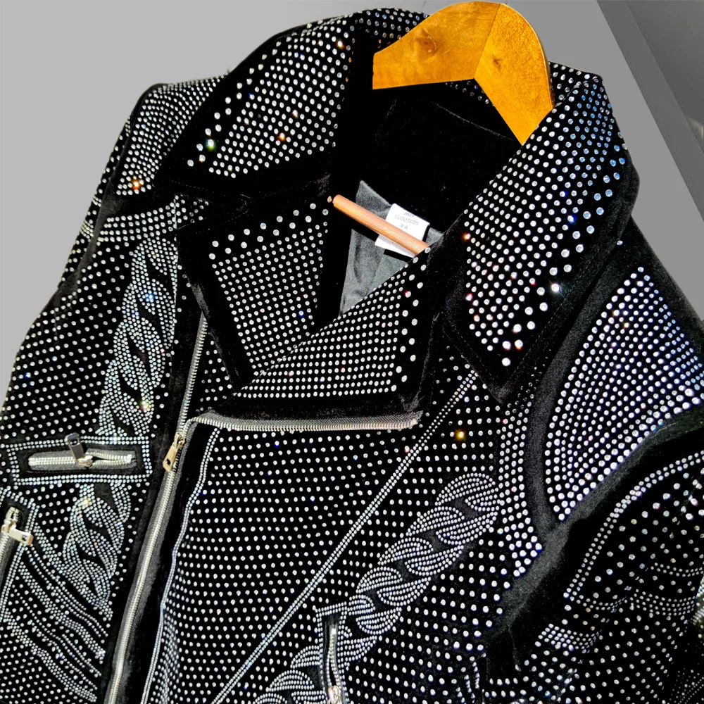 Diamond Rhinestones Jacket Punk Club Outfit
