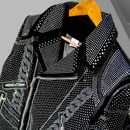 Diamond Rhinestones Jacket Punk Club Outfit
