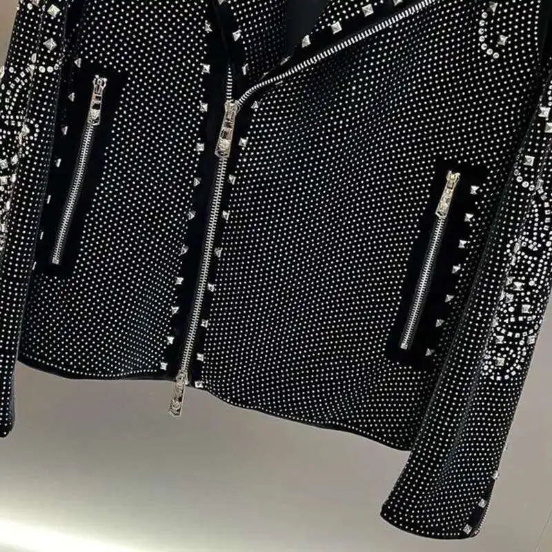 High Quality Paisley Heavy Industry Rhinestones jacket