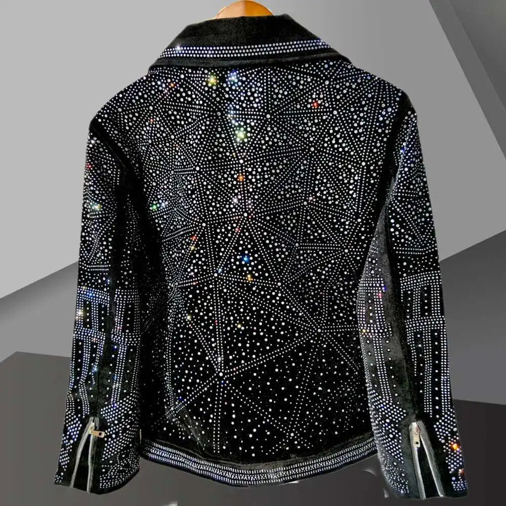 Diamond Rhinestones Jacket Punk Club Outfit