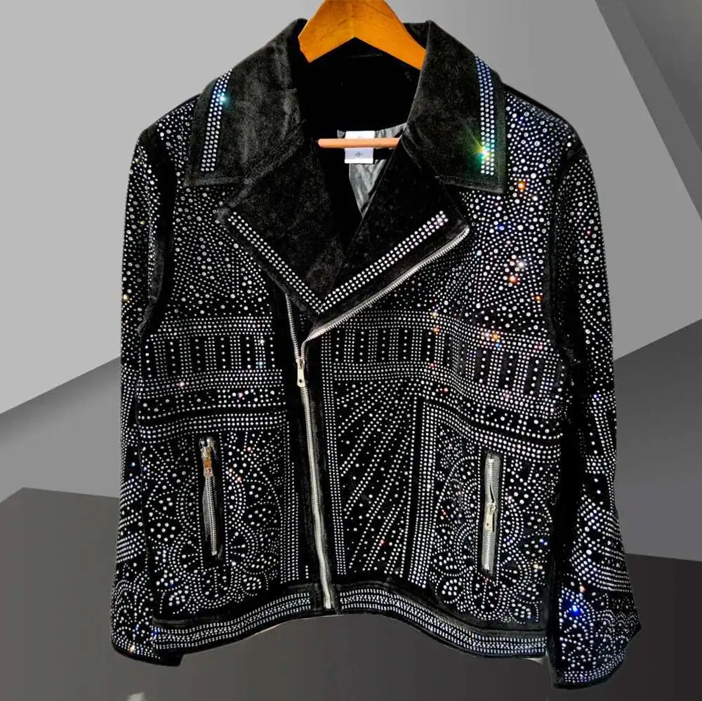 Diamond Rhinestones Jacket Punk Club Outfit