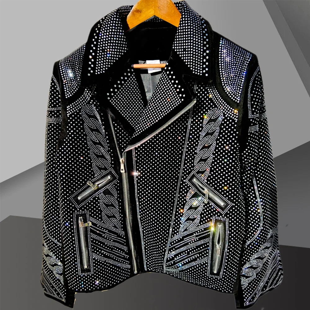Diamond Rhinestones Jacket Punk Club Outfit