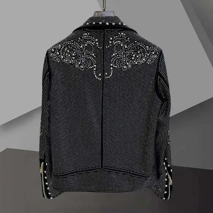 High Quality Paisley Heavy Industry Rhinestones jacket
