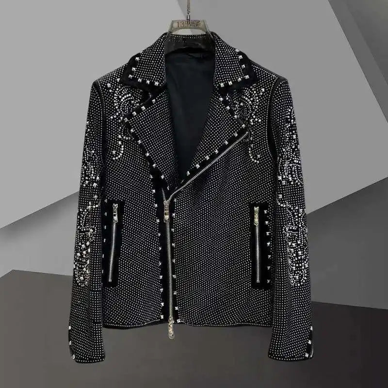 High Quality Paisley Heavy Industry Rhinestones jacket