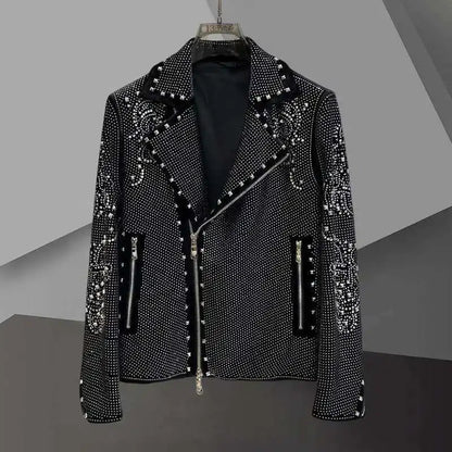 High Quality Paisley Heavy Industry Rhinestones jacket