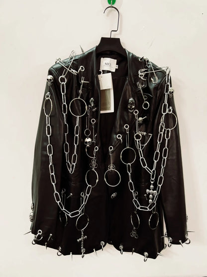 Leather vintage Jacket Skull Jacket y2k