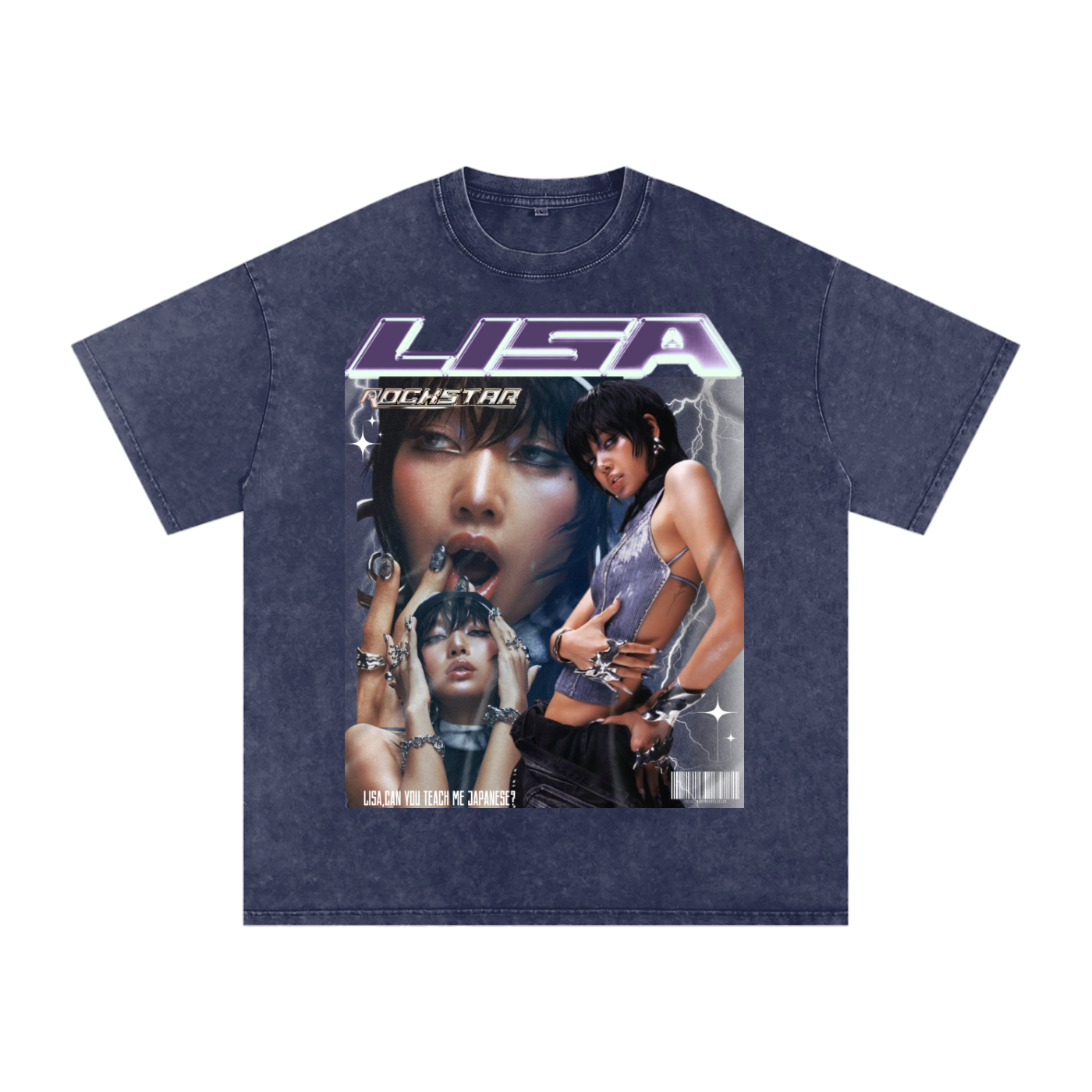 Lisa rockstar Snow Washed Oversized Cotton T-Shirt