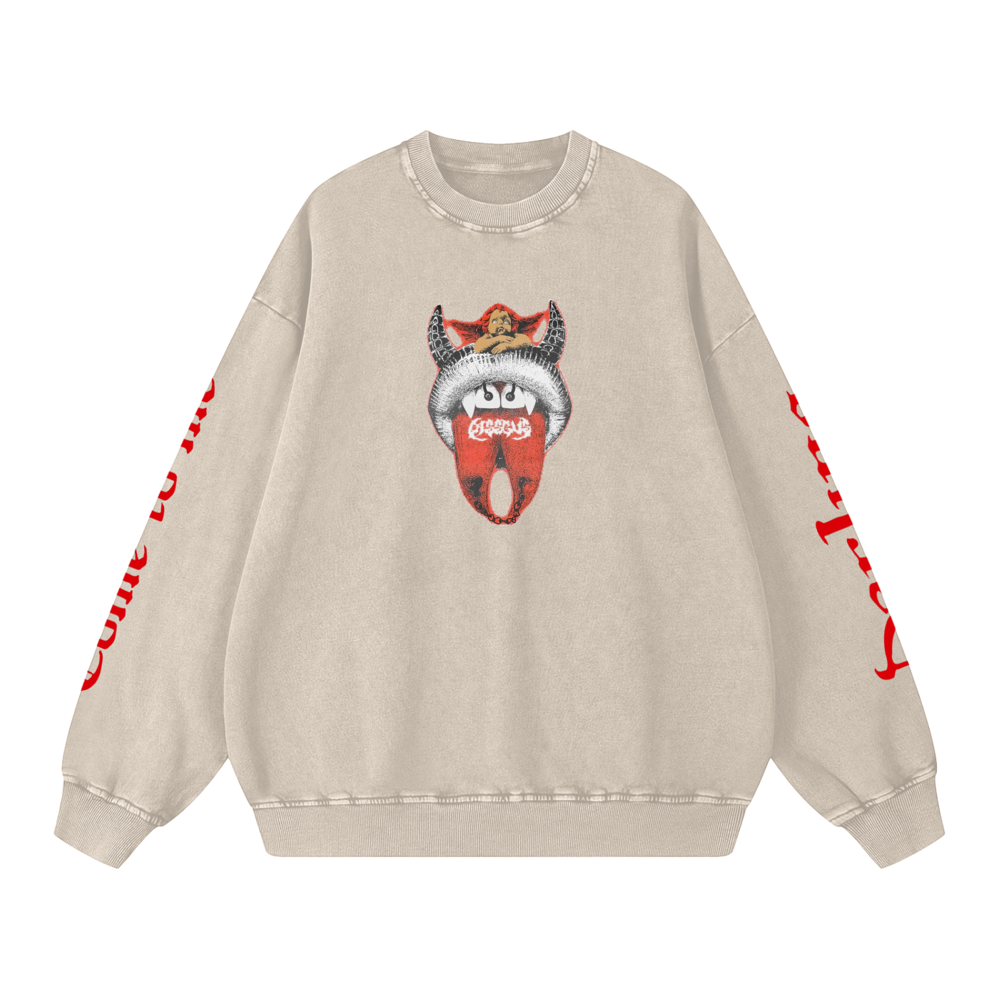 Grunge woman oversized sweatsirt acid wash