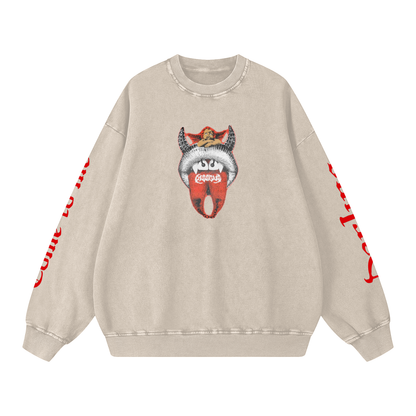 Grunge woman oversized sweatsirt acid wash