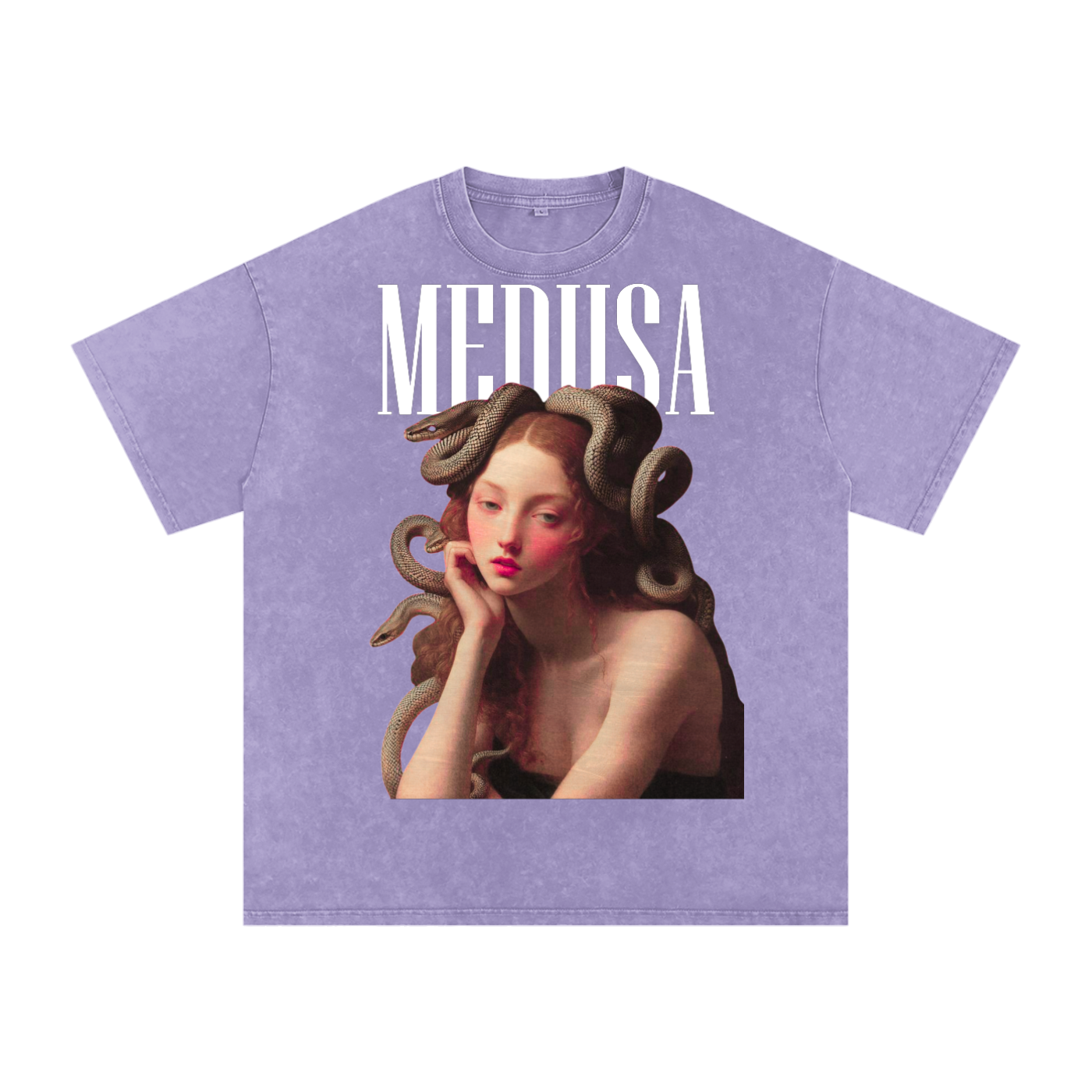 Medusa Unisex Snow Washed Cotton T-Shirt – Loose Fit, Drop Shoulder