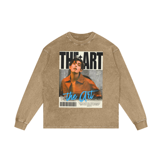 V the Art Acid Wash Oversize Long Sleeve T-Shirt