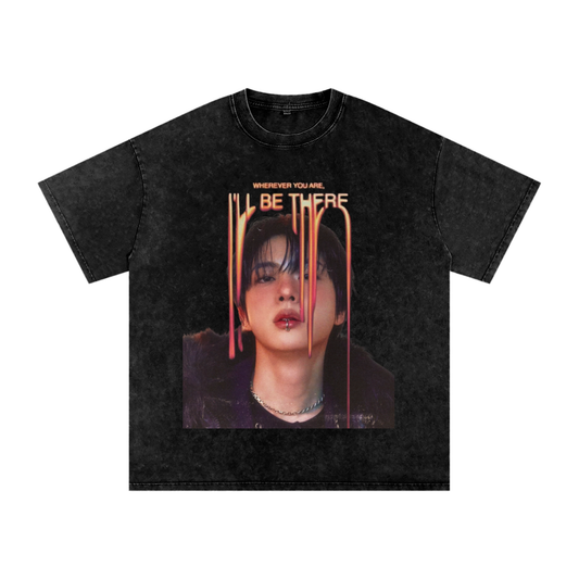 Jin bts grunge Snow Washed Oversized Cotton T-Shirt