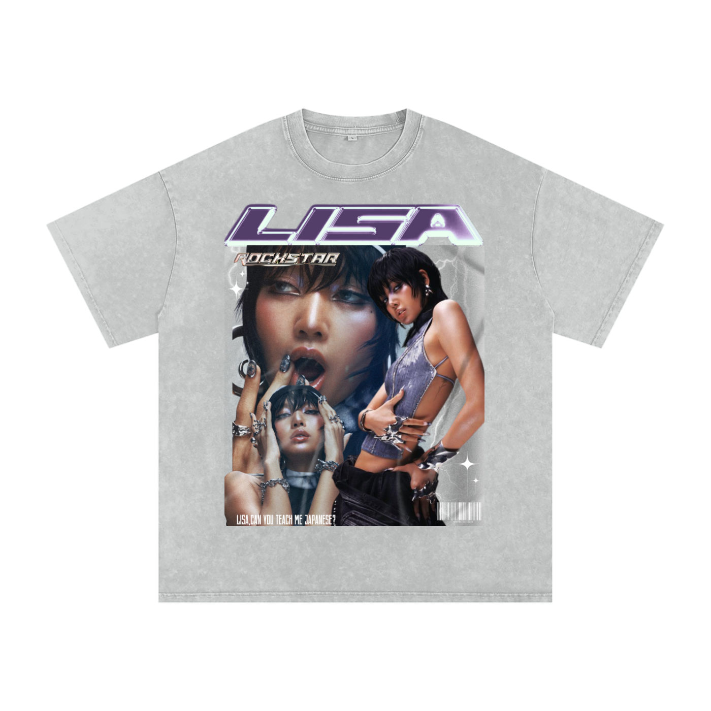 Lisa rockstar Snow Washed Oversized Cotton T-Shirt