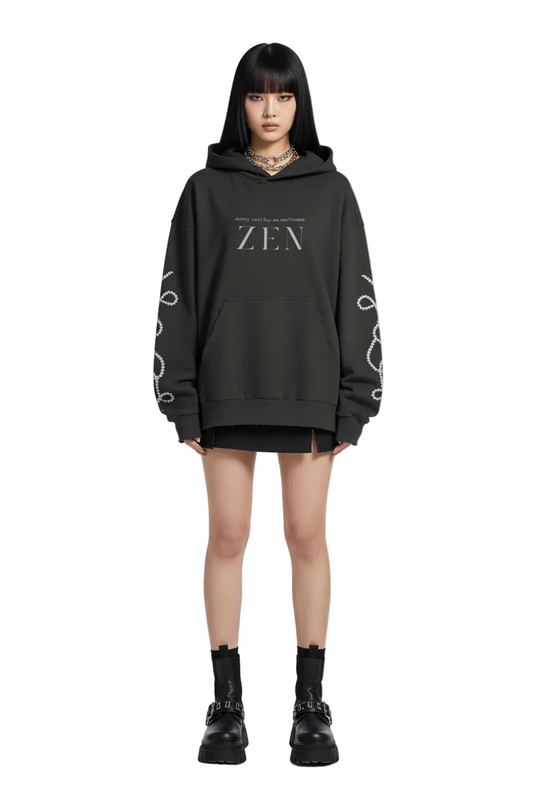 black hoodie front front zen 